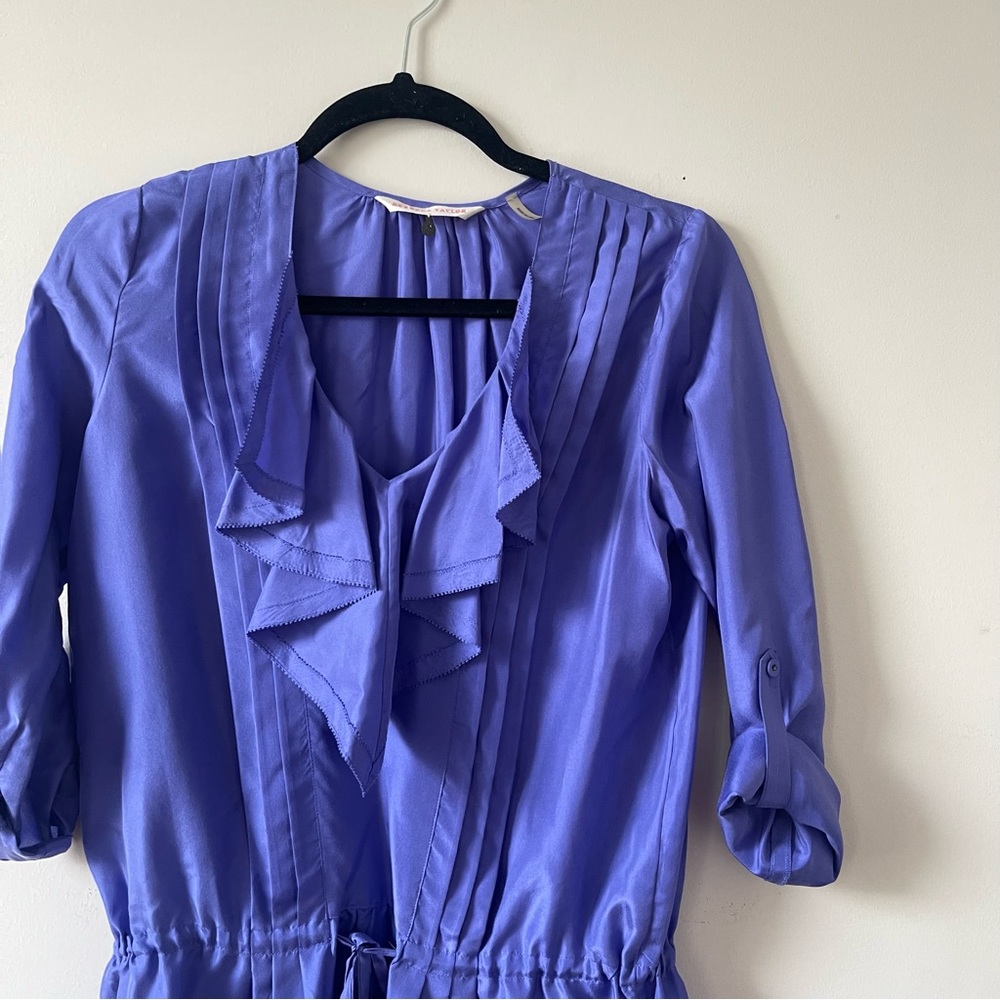 FINAL Rebecca Taylor Silk Periwinkle Ruffle Coquette Femme Mini Dress - Picture 2 of 9